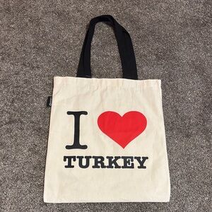 I Love Turkey Canvas Tote Bag - Red and Black